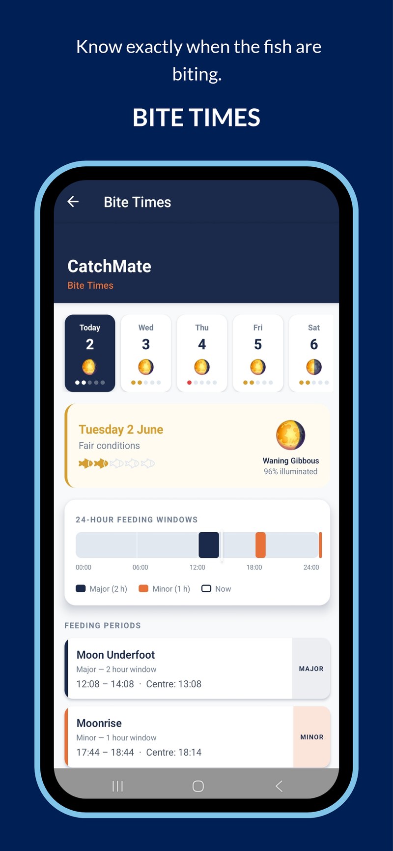 CatchMate bite times forecast